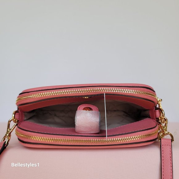 MICHAEL KORS Houston Large Crossgrain Leather Crossbody-Tea Rose color🎈⭐$138. - Picture 12 of 16